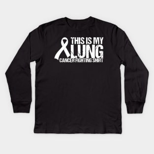 Lung Cancer Fighting Shirt This Is My Lung Cancer Awareness Kids Long Sleeve T-Shirt